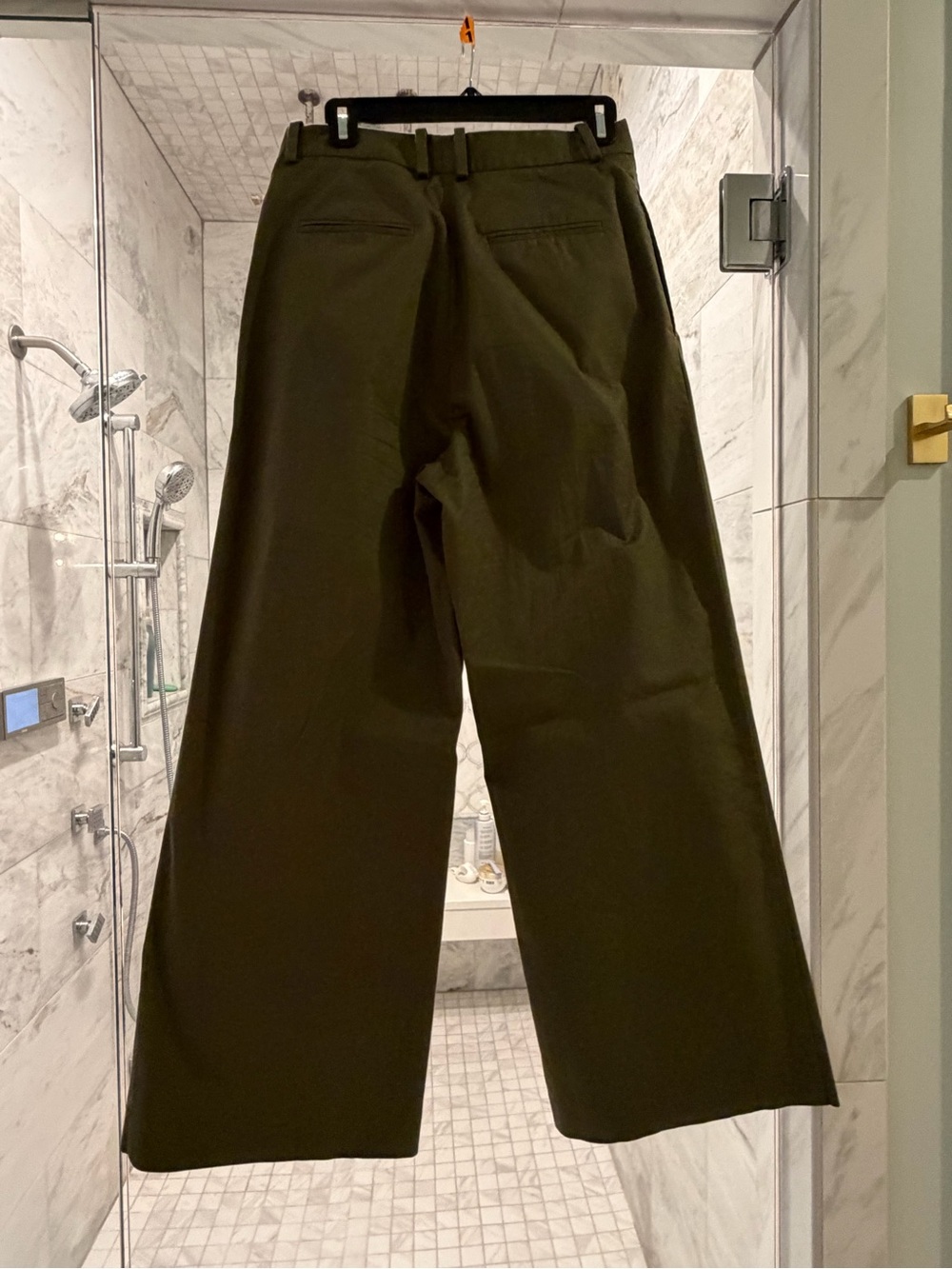 Frame Denim Wide-Leg Trousers in Dark Olive - Picture 2 of 4